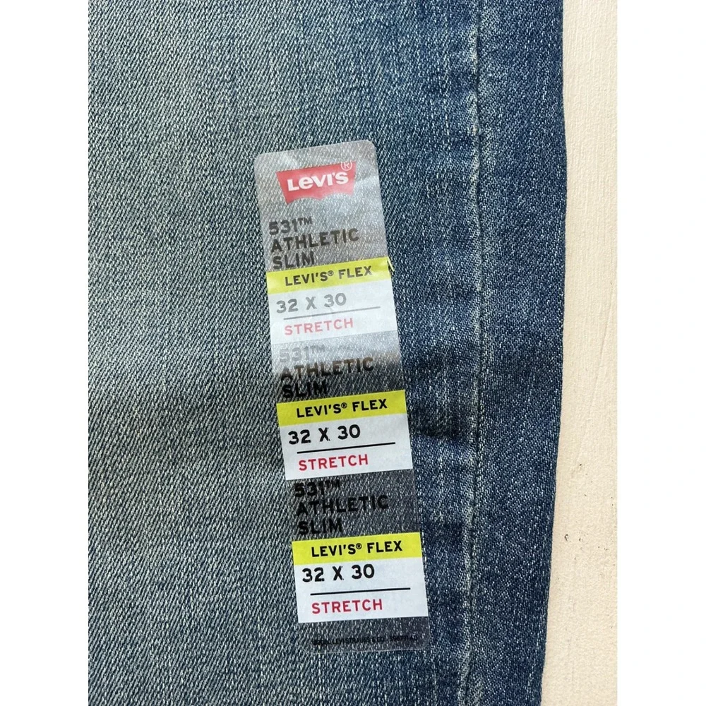 Levis 531 Athletic Slim Mens Jeans 32x30 Medium Wash Stretch Denim 531-0007